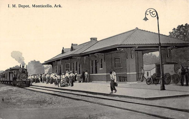 Monticello Arkansas Railroad Depot Train Vintage Postcard KK458