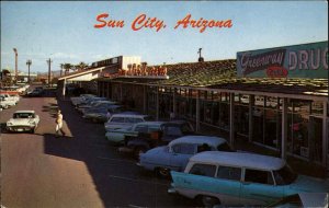 Sun City Arizona AZ Drugstore Cars 1950s-60s Postcard