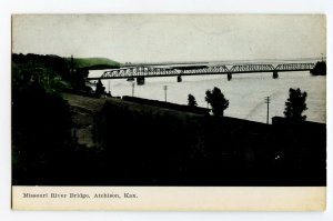 Postcard Missouri River Bridge Atchison Kan. Kansas Standard View Card 