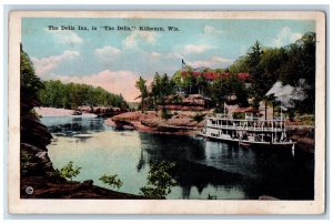 c1920's Double Deck Ship The Dells Inn, In The Dells Kilbourn City WI Postcard 