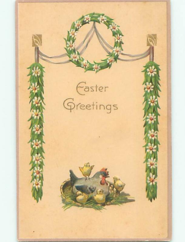 Divided-Back EASTER CHICK SCENE Cute Postcard AA1037