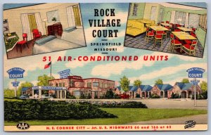 K31/ Springfield Missouri Postcard Linen Route 66 Rock Village Court 3View 207