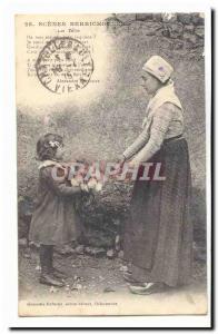 Scenes Berrichonnes Old Postcard The feast (folklore headdress)