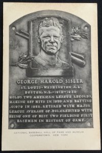 Unused Postcard George Harold Sisler Baseball Hall of Fame NY LB