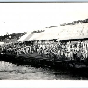 c1920s Papeete, Tahiti RPPC Ship Dock Port Harbor Real Photo Group Postcard A124