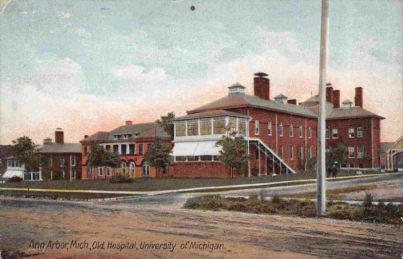 Old Hospital University Michigan Ann Arbor MI 1909 postcard