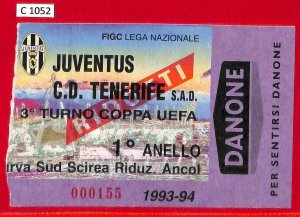 C1052 - Old FOOTBALL MATCH TICKET - 1993/94 JUVENTUS vs TENERIFE -
