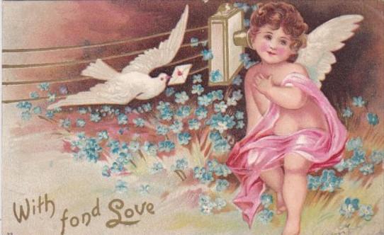 Valentine's Day Cupid With Dove Delivering Letter