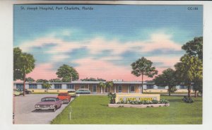 P2432, vintage postcard old cars st joseph hospital sign etc port charlotte FL.