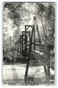 1921 Postcard Suspension Bridge At Big Trees Near Santa Cruz California 