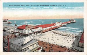 ATLANTIC CITY, NJ New Jersey STEEL PIER~BOARDWALK Ethyl Gas Sign c1920s Postcard