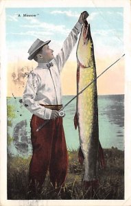 Man With a Large Fish Fishing 1928 