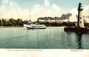 NY - Oswego. Lighthouse & Harbor Entrance