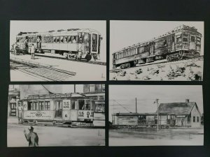 Gas Electric Railway Post Office Cars 1991 Set of 4 Postcards by John Lass PB13