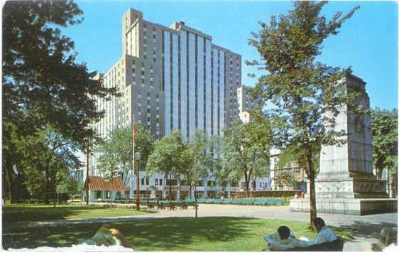 The Sheraton Laurentian Hotel from Dominion Square, Montreal, PQ, Quebec, Chrome