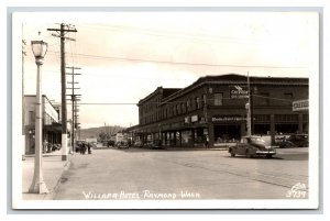 RPPC Willapa Hotel Chevron Station Raymond WA Ellis Photo 3739 Postcard R22