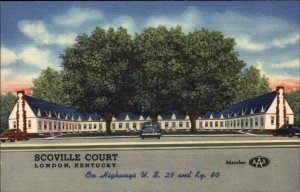 London Kentucky KY Motel Linen 1930s-50s Linen Postcard