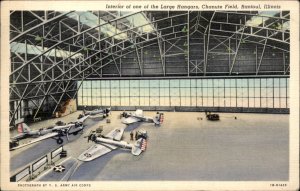 Rantoul IL Illinois Chanute Field Hangar Interior c1930-50s Vintage Postcard