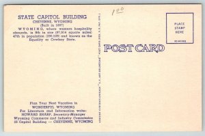 Cheyenne  Wyoming  State Capitol Building  Postcard