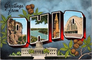 Greetings From Ohio Linen Postcard C211