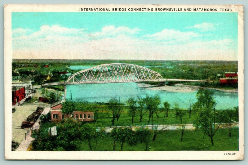 Brownsville Texas~International Bridge~Birdseye Side View~Main Street~1929 PC