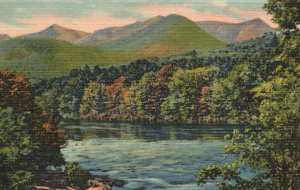 Vintage Postcard 1955 Franconia Mts. Pemigewasset River Woodstock New Hampshire