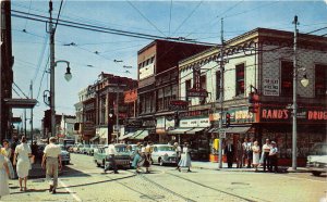 Wilkinsburg Pennsylvania 1950s Postcard Cars Shops Drug Store Grill