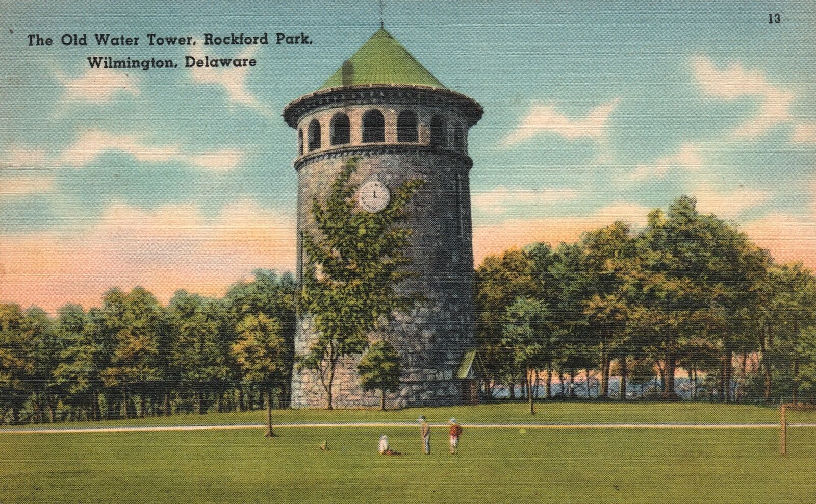 Vintage Postcard 1946 The Old Water Tower Rockford Park Wilmington