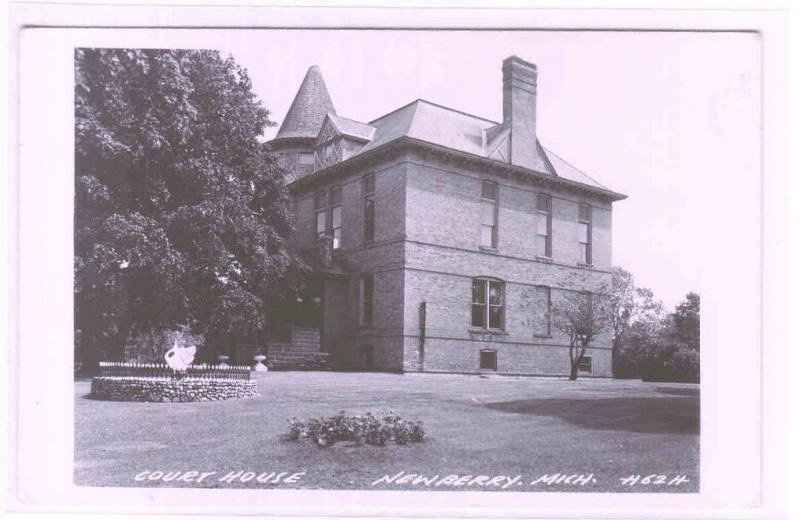 Court House Newberry Michigan 1950c RPPC Real Photo postcard