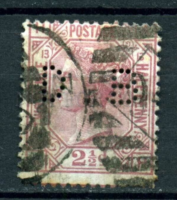 509591 Great Britain 1876 year Queen Victoria 21/2p perfin