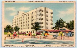 MIAMI BEACH, Florida FL ~ Art Deco THE PATRICIAN HOTEL c1940s Linen Postcard