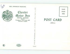 Unused Pre-1980 CHESTER MOTOR INN MOTEL Chester Vermont VT L1225