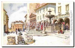 Old Postcard The Fountain Plaza Assisi Della Minerva La Fontana Plaza Della M...