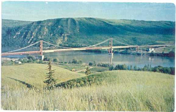 Dunvegan Bridge, 1960 Suspension, Peace River, Alberta, AB, Canada, Chrome