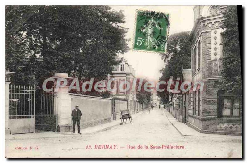 Old Postcard Bernay Rue De La Sous Prefecture