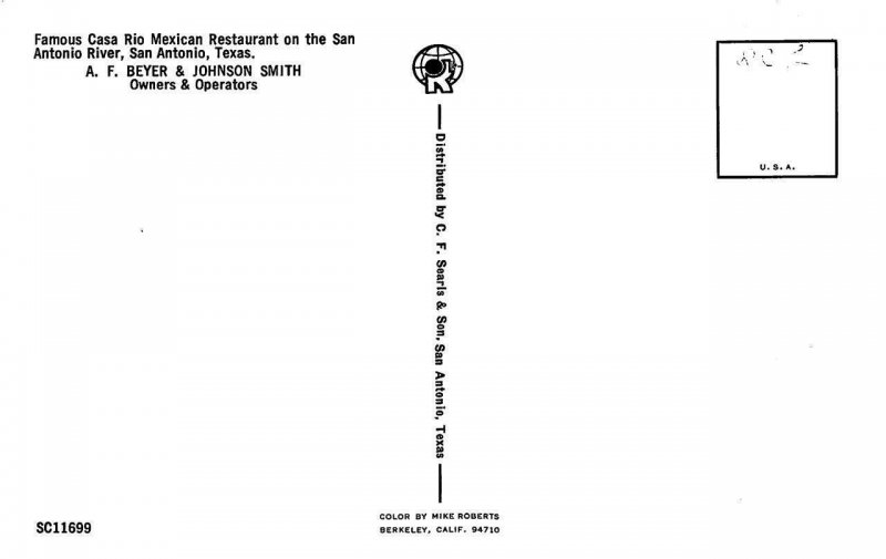 2~Postcards  San Antonio, TX Texas  CASA RIO RESTAURNT~RIVER~BOATS~PADDLEBOATS