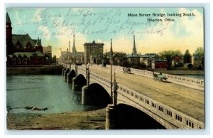 Main Street Bridge Looking South Dayton Ohio 1912 Vintage Antique Postcard 
