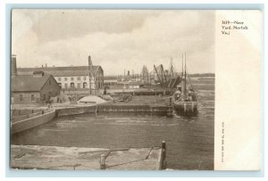 c1905 Navy Yard Norfolk Virginia VA Unposted Antique Ships Harbor Postcard 