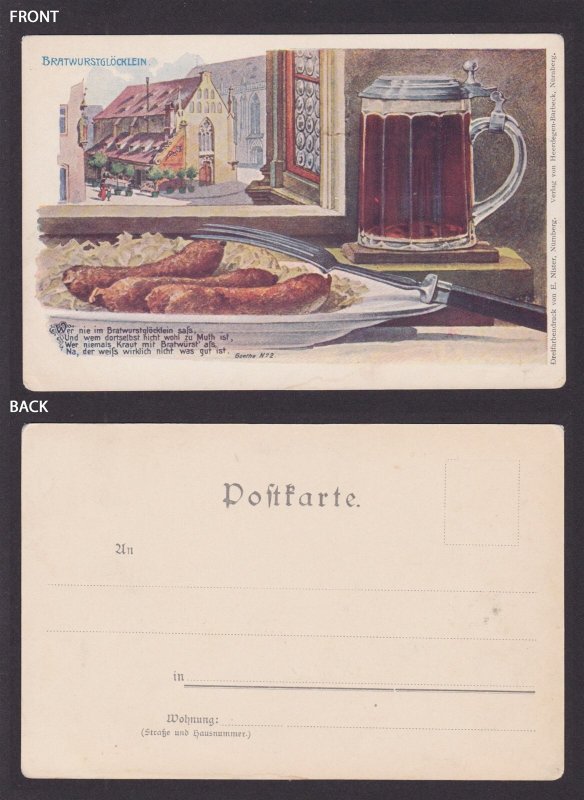 GERMANY, Postcard, Restaurant Bratwurstglöcklein, Advertising