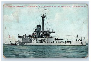 C.1910 RPPC U.S. Monitor Amphirite Navy Norfolk, VA. Postcard P11e