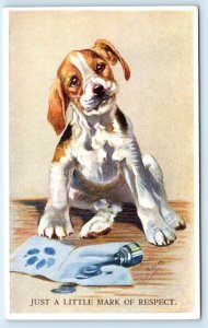 MABEL GEAR Artist Signed PUPPY DOG Just A Little Mark of Respect  Postcard