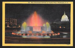 Capitol Plaza Lighted Fountain Washington DC unused c1933