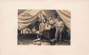 BOYS CAMP OUT-EARLY 1900'S RPPC REAL PHOTO POSTCARD