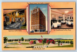 Fort Smith Arkansas Postcard Ward Hotel Multiview Building c1940 Vintage Antique