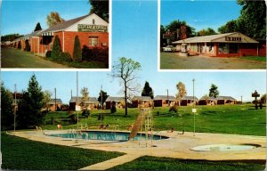 Postcard TN Johnson City Broadway Court Restaurant Pool Grill Cottages 1960 S78