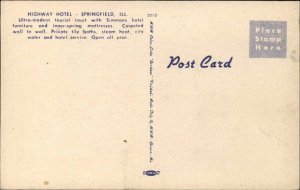 Springfield Illinois IL Motel Vintage Postcard
