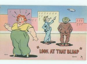 Linen Comic CHUBBY FAT WOMAN IS MISTAKEN FOR BLIMP AC6927@