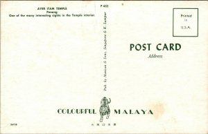 Vtg Ayer Itam Temple Interior Penang Malaysia Postcard