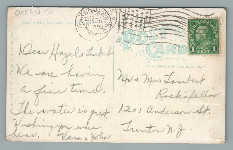 MANASQUAN BEACH NJ SOUTH TREET ANTIQUE POSTCARD