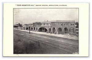 Postcard The Sequoyah Depot Hotel Syracuse Kansas c1909 Postmark
